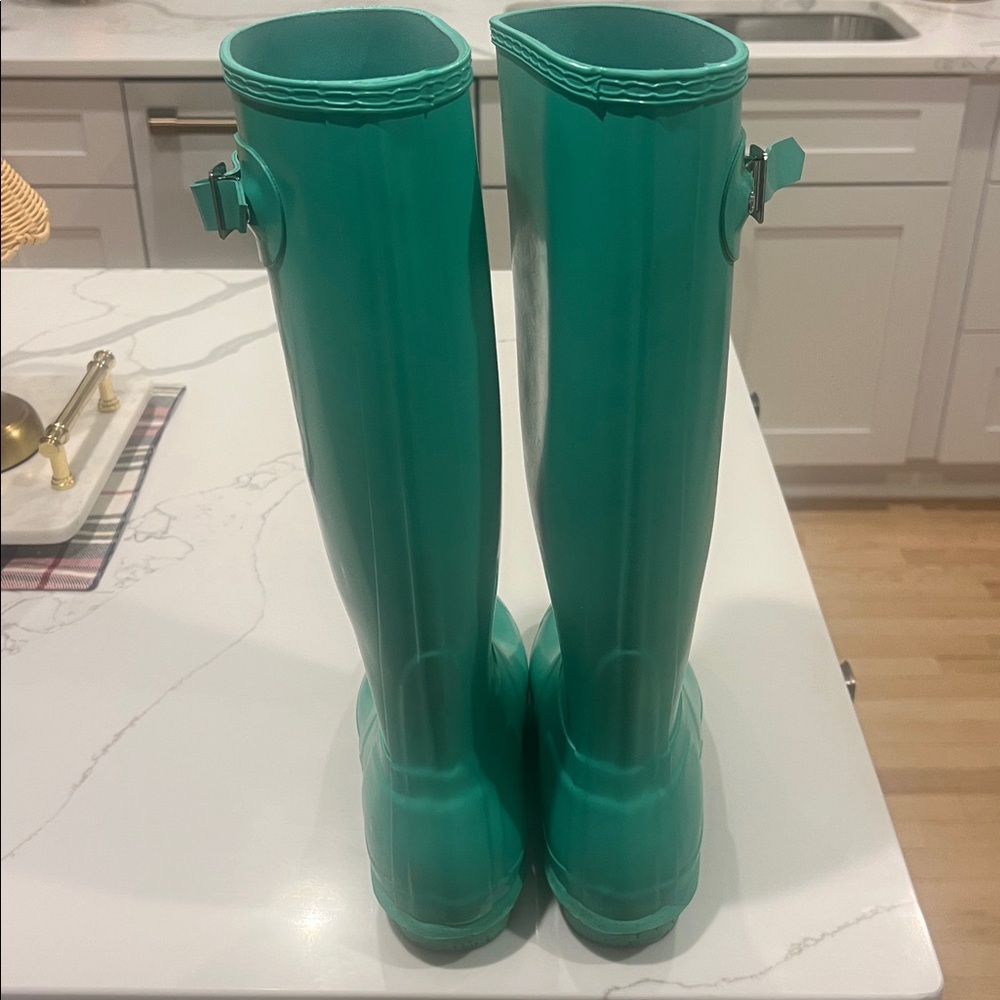 Hunter Tall Gloss Rain Boots in Turquoise - Picture 11 of 13